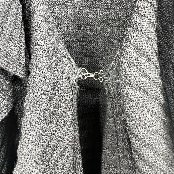 St. John Kelly Coat Duster Cardigan Sweater Black Ribbed Ruffle Size L - Picture 3 of 9